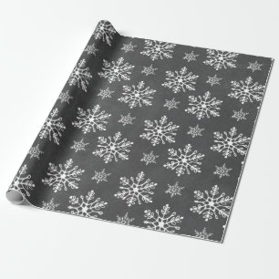 Hand Drawn Snowflakes Chalkboard Holiday Wrapping Paper