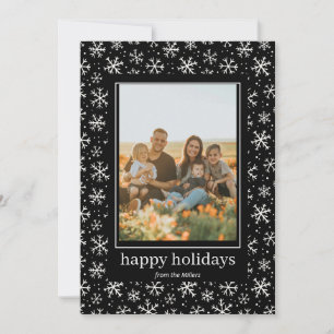 Hand drawn snowflakes pattern Holiday photo card