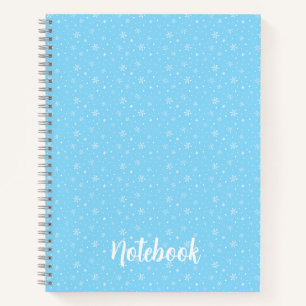 Hand-Drawn Snowflakes Whimsical Winter Light Blue Notebook