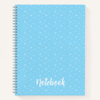 Hand-Drawn Snowflakes Whimsical Winter Light Blue Notebook