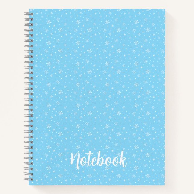 Hand-Drawn Snowflakes Whimsical Winter Light Blue Notebook (Front)