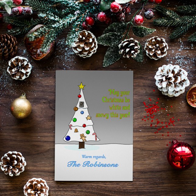 Hand Drawn Snowy Christmas Tree Holiday Card (Creator Uploaded)