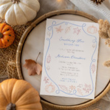 Hand Drawn Something Blue Fall Bridal Shower