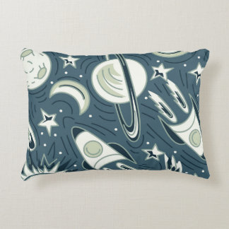 Hand drawn space seamless vintage pattern. Planets Decorative Cushion