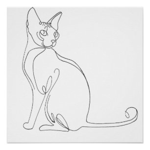 Hand Drawn Sphynx Cat Minimalist Design Poster
