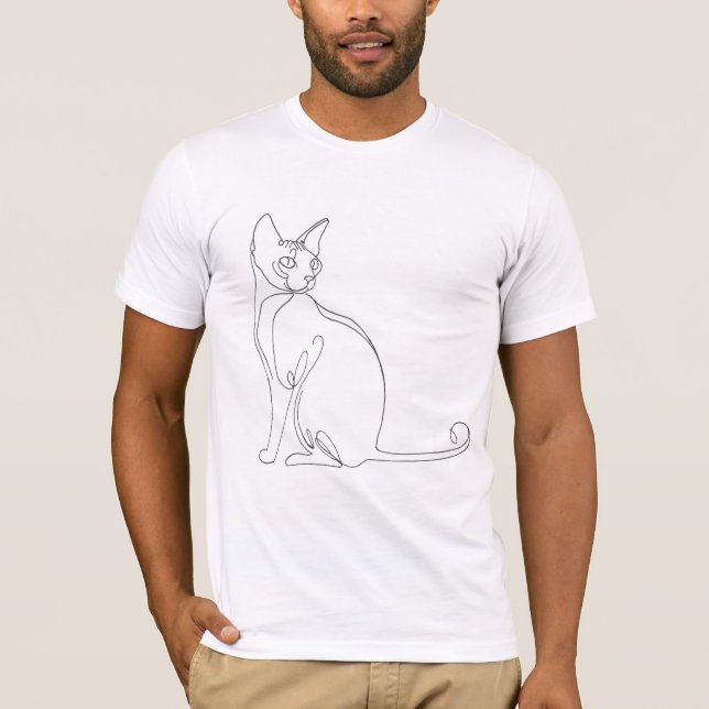 Hand Drawn Sphynx Cat Minimalist Design T-Shirt (Front)