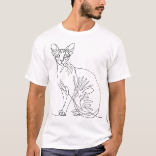 Hand Drawn Sphynx Cat - Minimalist Line Art T-Shirt