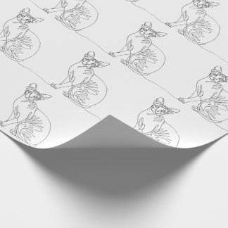 Hand Drawn Sphynx Cat - Minimalist Line Art Wrapping Paper