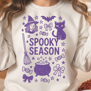 Hand Drawn Spooky Season Doodle Collage Sweatshirt