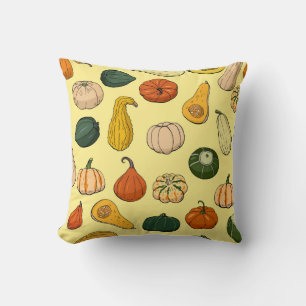 Hand-drawn squashes, seamless vegetable pattern. cushion
