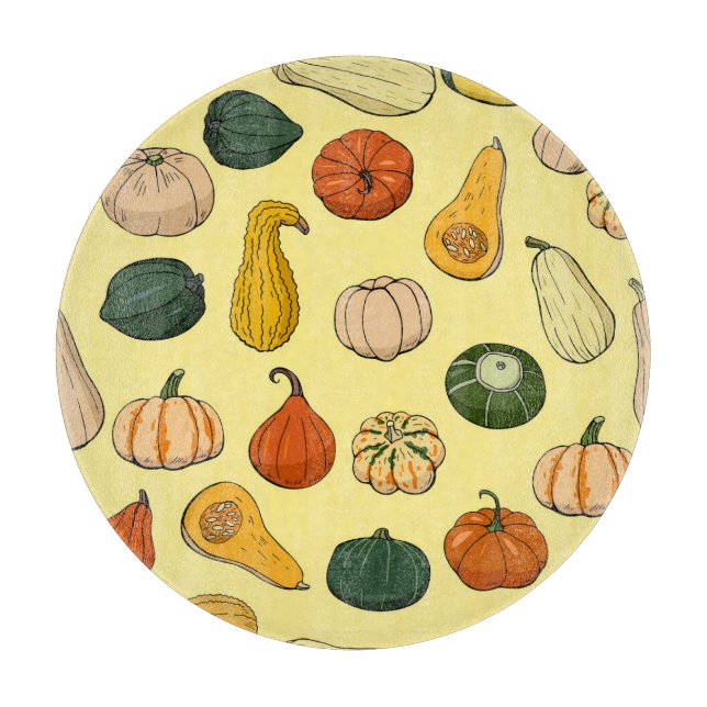 Hand-drawn squashes, seamless vegetable pattern. cutting board (Front)
