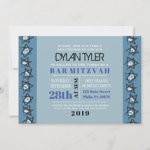 HAND-DRAWN STARS Bar Bat Mitzvah Invitation