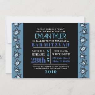 HAND-DRAWN STARS Bar Bat Mitzvah Invitation