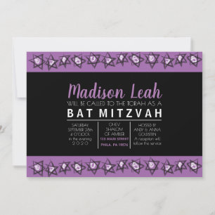 HAND-DRAWN STARS Bar Bat Mitzvah Invitation