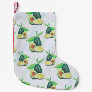 Hand Drawn Still Life Avocado Pattern Small Christmas Stocking
