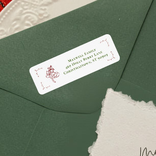 Hand Drawn Stocking Holly Christmas Return Address