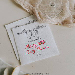 Hand Drawn Stockings Merry Little Baby Shower Napkin