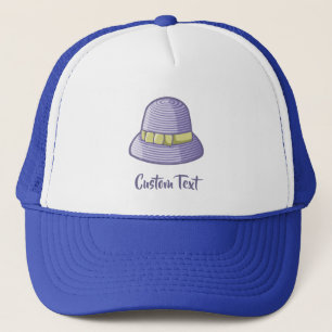Hand Drawn Straw Hat Lilac
