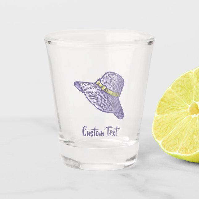 Hand Drawn Straw Hat Lilac Shot Glass (Front)
