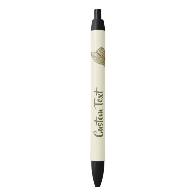 Hand Drawn Straw Hat Yellow Black Ink Pen (Front Vertical)