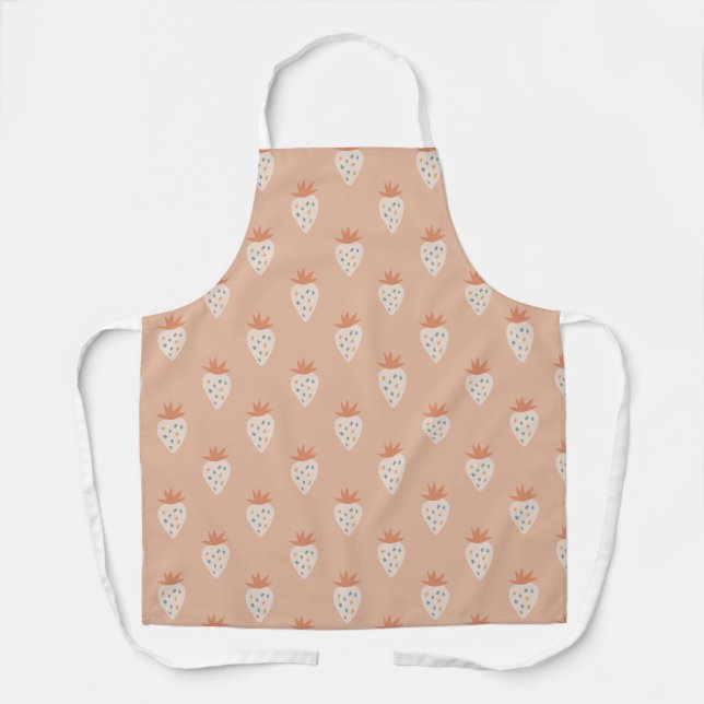 Hand Drawn Strawberry Flowers Apron (Front)