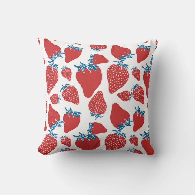 Hand drawn strawberry seamless pattern. background cushion (Front)