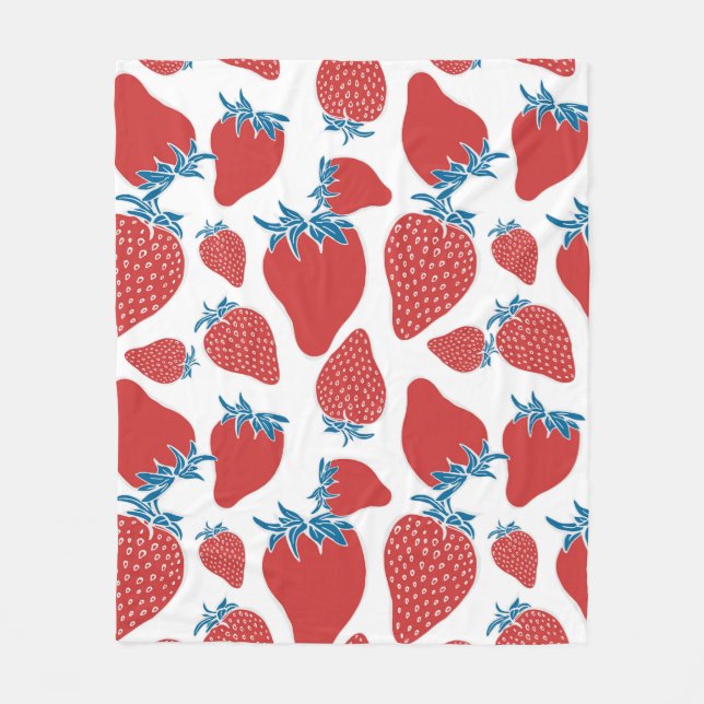 Hand drawn strawberry seamless pattern. background fleece blanket (Front)