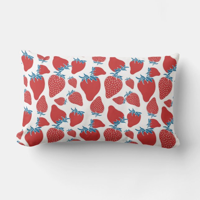 Hand drawn strawberry seamless pattern. background lumbar cushion (Front)