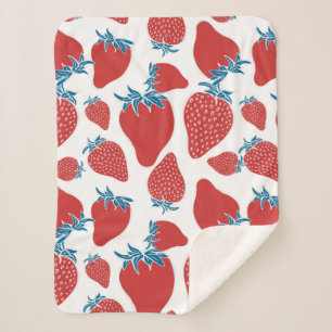 Hand drawn strawberry seamless pattern. background sherpa blanket