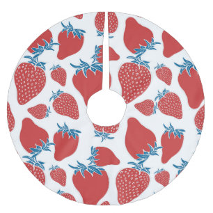 Hand Drawn Strawberry Vintage Pattern Brushed Polyester Tree Skirt
