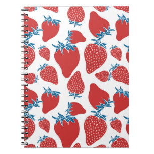 Hand Drawn Strawberry Vintage Pattern Notebook