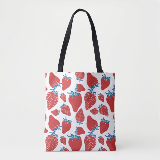 Hand Drawn Strawberry Vintage Pattern Tote Bag (Front)