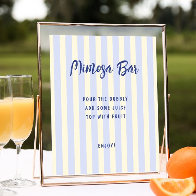 Hand Drawn Striped Bridal Shower Mimosa Bar Poster (Creator Uploaded)