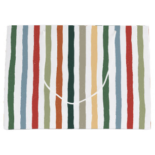 Hand-drawn stripes in art nouveau-inspired colours large gift bag