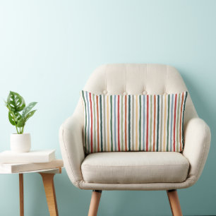 Hand-drawn stripes in art nouveau-inspired colours lumbar cushion