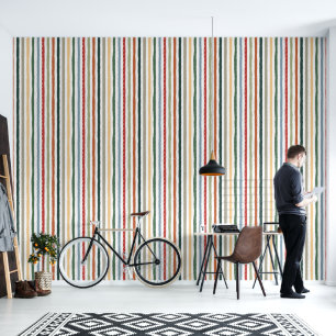 Hand-drawn stripes in art nouveau-inspired colours wallpaper