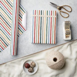 Hand-drawn stripes in art nouveau-inspired colours wrapping paper