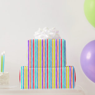 Hand-drawn stripes in bright pop art colours wrapping paper