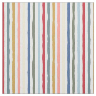 Hand-Drawn Stripes in Mid Century Modern Shades Fabric