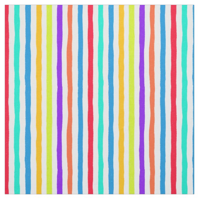 Hand-Drawn Stripes in Pop Art Shades Fabric (Swatch)