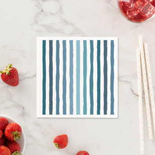 Hand-drawn stripes in shades of sea-inspired blue napkin