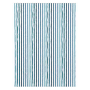 Hand-drawn stripes in shades of sea-inspired blue tablecloth