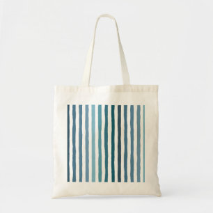 Hand-drawn stripes in shades of sea-inspired blue tote bag