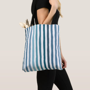Hand-drawn stripes in shades of sea-inspired blue tote bag