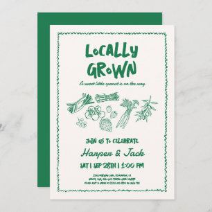 Hand Drawn Style Locally Grown baby shower invite