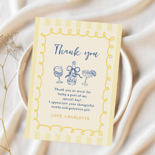 Hand Drawn Summer Adult 30th Birthday Thank You Card