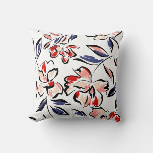 Hand drawn summer floral backround. Botanical seam Cushion