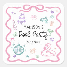 Hand Drawn Summer Fun Pool Party Birthday