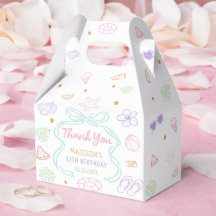 Hand Drawn Summer Pool Party Birthday Favour Boxes