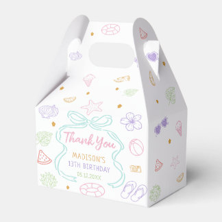 Hand Drawn Summer Pool Party Birthday Favour Boxes